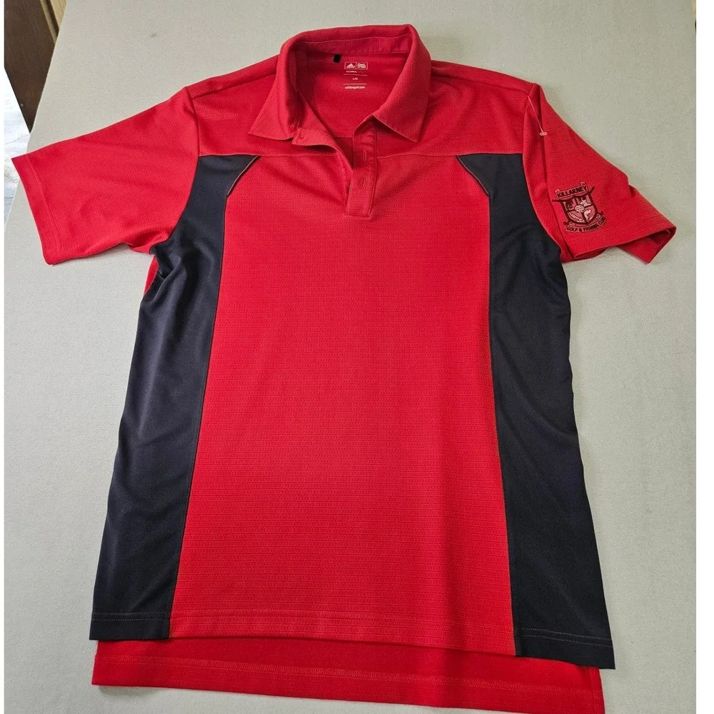 Adidas Golf Polo Mens Large Red Climalite Killarney Golf Fishing Club Ireland